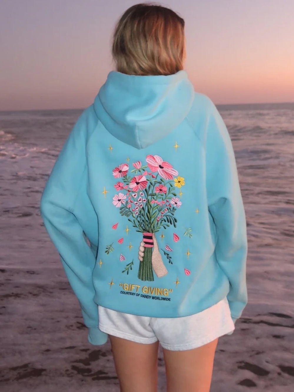 Dandy "Gift Giving" Oversized Lux Hoodie in Blue, Size Large